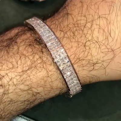 10ct cushion-cut Zircon sterling silver rose gold plated handmade bracelet