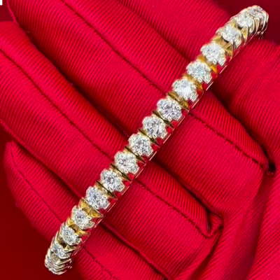 8ct oval-cut Zircon sterling silver handmade yellow gold plated bracelet