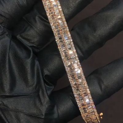 10ct cushion-cut Zircon handmade sterling silver and rose gold plated bracelet