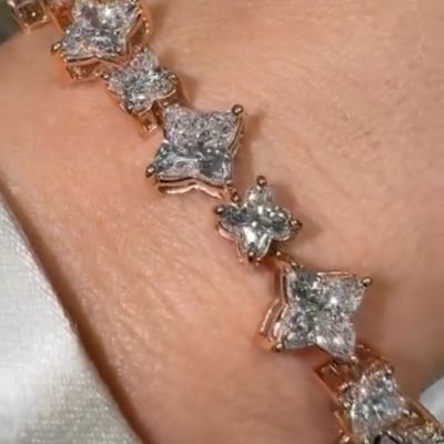 4ct pear-shaped sterling silver rose gold plated handmade luxury bracelet