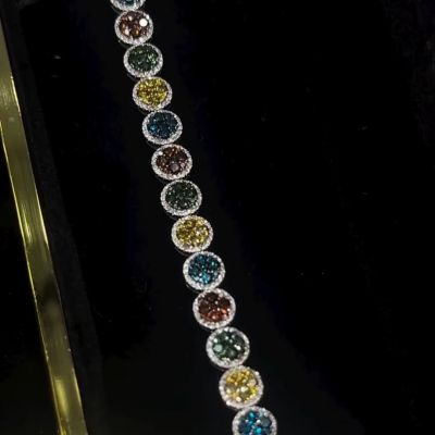 30ct round-cut sterling silver colored gemstone handmade luxury bracelet