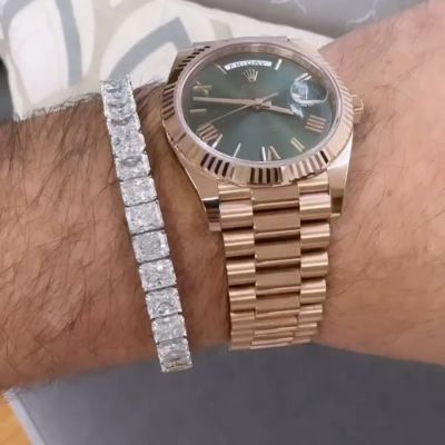 40ct princess-cut sterling silver handmade luxury bracelet