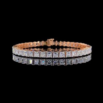 13ct princess-cut sterling silver and rose gold-plated handmade bracelet