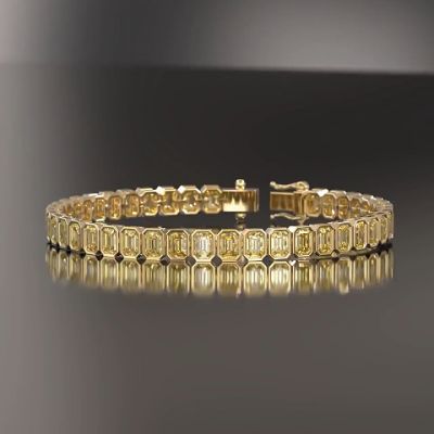 15ct emerald-cut sterling silver and yellow gold-plated handmade bracelet