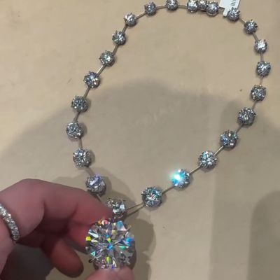 50ct round cut Zircon handmade sterling silver necklace