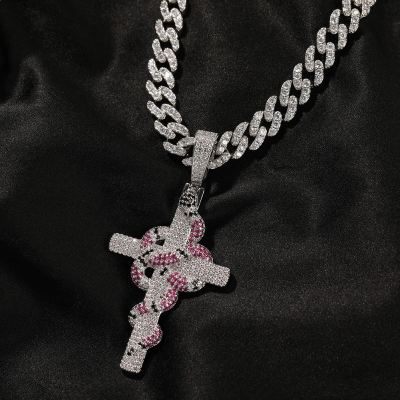 Hip-hop colorful snake cross pendant vintage necklace