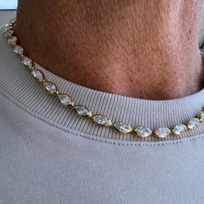 8ct marquise-cut Zircon handmade sterling silver and yellow gold-plated necklace