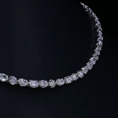 25ct oval-cut Zircon handmade sterling silver necklace