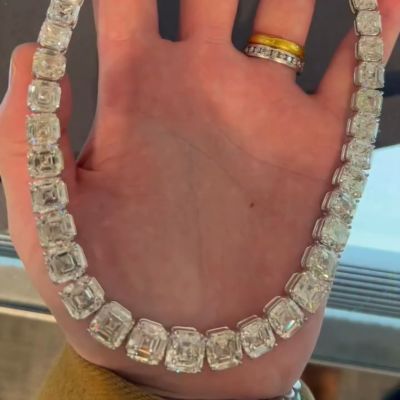 100ct emerald-cut sterling silver handmade necklace