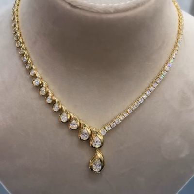 12ct pear-shaped sterling silver plated with yellow gold handmade necklace