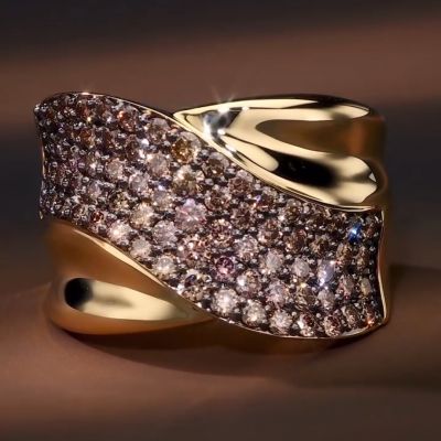 3.75ct bypass design chocolate gradient gemstone wide band