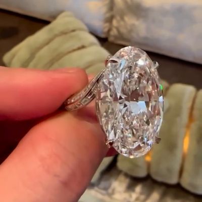 6ct Oval Cut Paved White Zircon Classic Engagement Ring