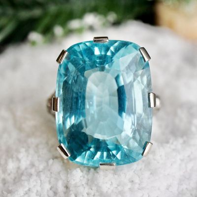 6ct Cushion Cut Aquamarine Sapphire Cocktail Ring
