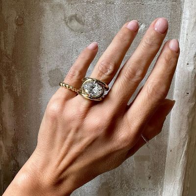 5.8ct Oval Cut White Sapphire Split Shank Twist Engagement Ring