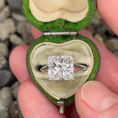 4.5ct Princess Cut White Sapphire Solitaire Engagement Ring