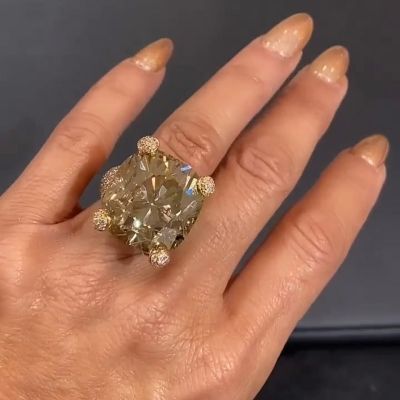 15ct Cushion Cut White Sapphire Paved Rose Gold Handmade Engagement Ring