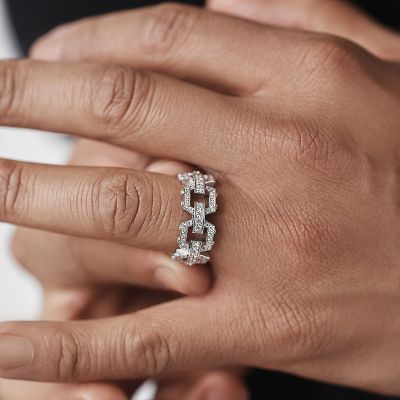 1.1ct Round Cut White Sapphire Handmade Men's Ring