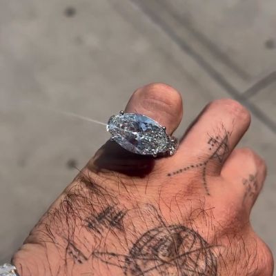 6ct Oval Cut White Sapphire East-West Setting Eternity Men's Engagement Ring