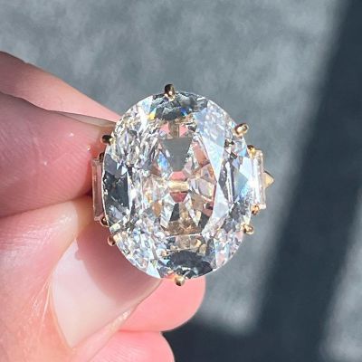 15ct Oval Cut White Sapphire Yellow Gold Handmade Engagement Ring