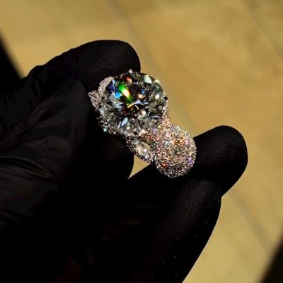 7ct Round Cut White Sapphire Infinity Band Pave Setting Handmade Engagement Ring