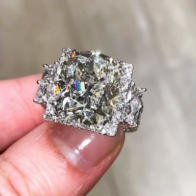 15ct Cushion Cut White Sapphire Halo Handmade Sterling Silver Ring