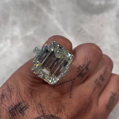 15ct Emerald Cut White Sapphire Luxury Handmade Sterling Silver Ring