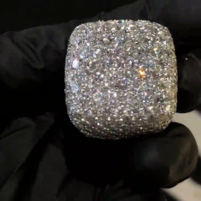 18ct round cut white moissanite pave full set handmade men's ring