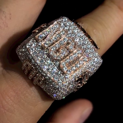 10ct Round Cut Moissanite Pave Handmade Rose Gold Never Give Up Men's Ring