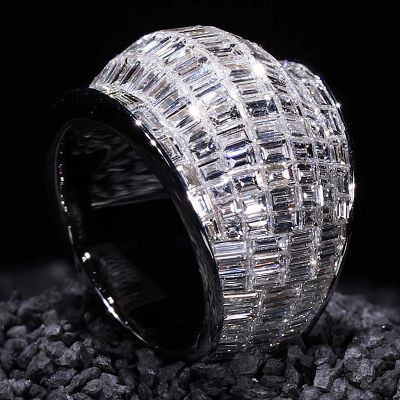 18ctw Emerald Cut White Sapphire Sterling Silver Galaxy Men's Ring