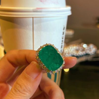 6.75ct Oval Cut Emerald Engagement Ring