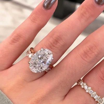 4ct Oval Cut 2PC Wedding Ring Set In Sterling Silver