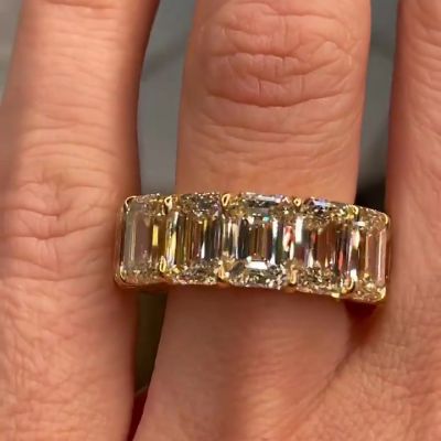 7.95ct Emerald Cut White Sapphire Eternity Ring