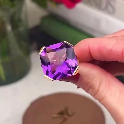 7ct Radiant Cut Amethyst Sapphire Engagement Ring