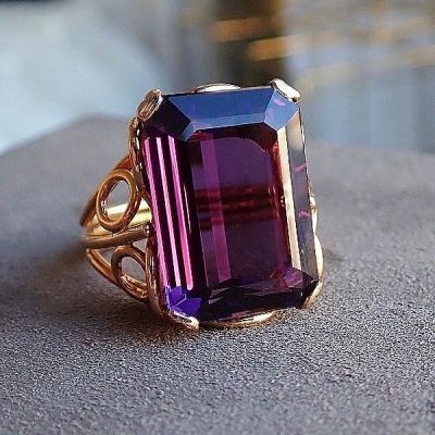 7ct Emerald Cut Amethyst Sapphire Ring