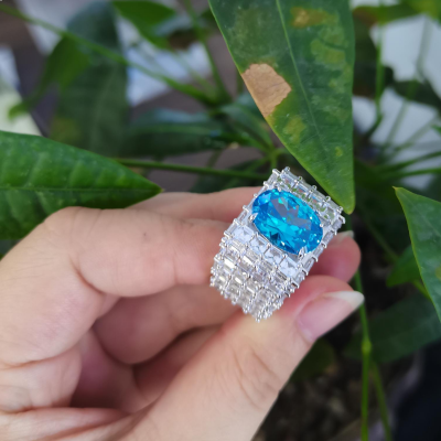 5ct Oval Cut Blue Sapphire Men's Engagement Ring