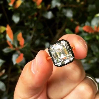 4ct Emerald Cut White Sapphire Engagement Ring