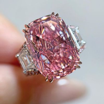 10ct Cushion Cut Pink Sapphire Engagement Ring