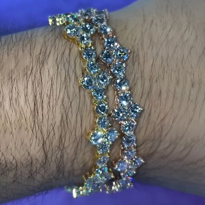 5ct Round Cut Aquamarine Sapphire Tennis Bracelet For Men