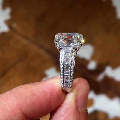 6.75ct Emerald Cut White Sapphire Engagement Ring