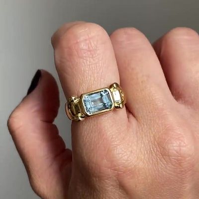 4ct Emerald Cut Aquamarine Ring