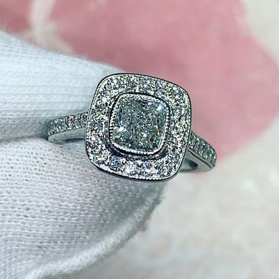 1.5ct Cushion Cut Sterling Silver Handmade Ring 