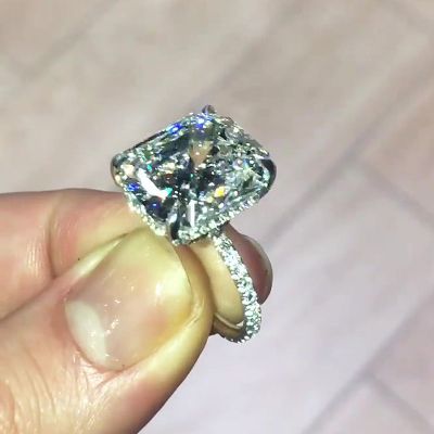 4ct Radiant Cut Sterling Silver Handmade Ring 