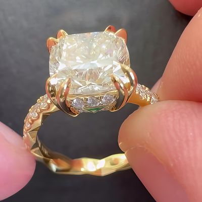 3ct Cushion Cut Sterling Silver Handmade Ring 