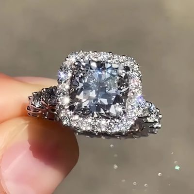 5ct Cushion Cut  Sterling Silver Handmade Ring 