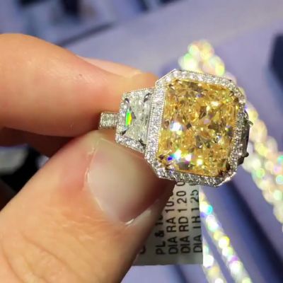 10ct Radiant Cut Sterling Silver Handmade Ring 