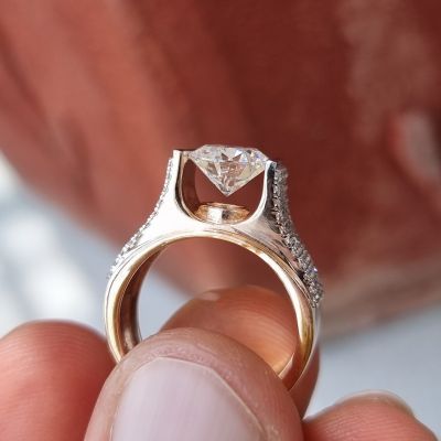 3.85ct Italian Ring Colorless Round Brilliant Moissanite Ring