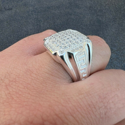 Men's Real Solid 925 Sterling Silver Iced Out Zircon