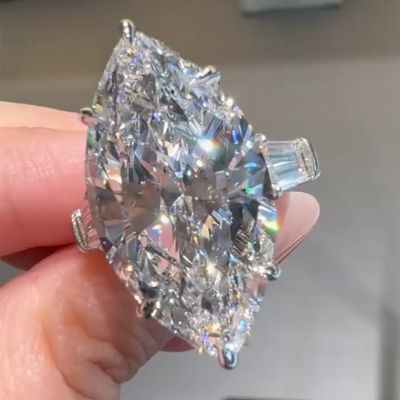 8ct Marquise Cut White Zircon Sterling Silver Engagement Rings