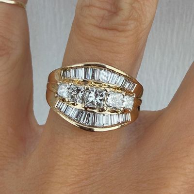 2ct Princess Cut White Zircon Sterling Silver Plated Gold Ring