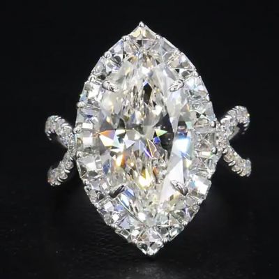 10ct Marquise Cut White Zircon Sterling Silver Wedding Ring